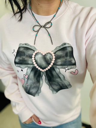 Pearl Pink Bow Pullover-Pullovers-Motis & CO-Motis & Co Boutique, Women's Fashion Boutique in Carthage, Missouri