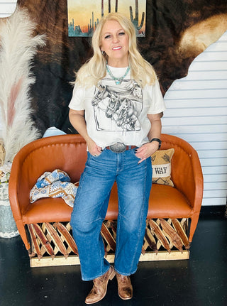 XOXO Three Horses Boxy Graphic Tee-Graphic Tees-XOXO ART & Co-Motis & Co Boutique, Women's Fashion Boutique in Carthage, Missouri