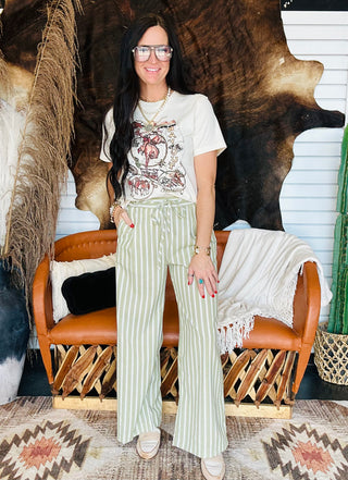 Griffin Green Striped Wide Leg Pants-Pants-blu pepper-Motis & Co Boutique, Women's Fashion Boutique in Carthage, Missouri
