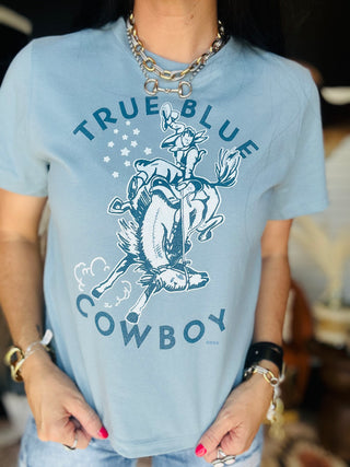 XOXO True Blue Cowboy Graphic Tee-Graphic Tees-XOXO ART & Co-Motis & Co Boutique, Women's Fashion Boutique in Carthage, Missouri