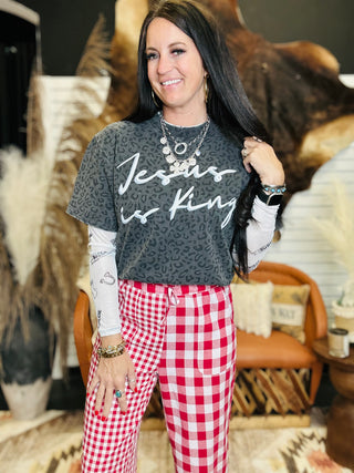 Jesus is King Black Leopard Graphic Tee-Graphic Tees-Wicker Road-Motis & Co Boutique, Women's Fashion Boutique in Carthage, Missouri