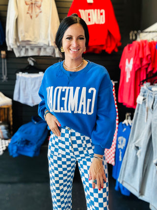 Gameday Oversize Blue Pullover-Pullovers-Papermoon-Motis & Co Boutique, Women's Fashion Boutique in Carthage, Missouri