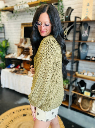 Ginny Olive Chunky Knit Cardigan-Cardigans-Listicle-Motis & Co Boutique, Women's Fashion Boutique in Carthage, Missouri