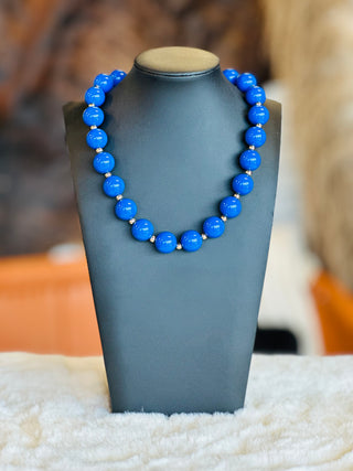 Vinita Chunky Beaded Blue Necklace-Necklace-What's Hot-Motis & Co Boutique, Women's Fashion Boutique in Carthage, Missouri