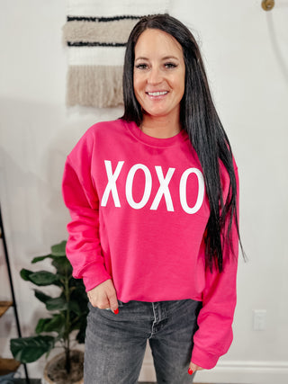 XOXO Pink Sweatshirt-Pullovers-Motis & CO-Motis & Co Boutique, Women's Fashion Boutique in Carthage, Missouri