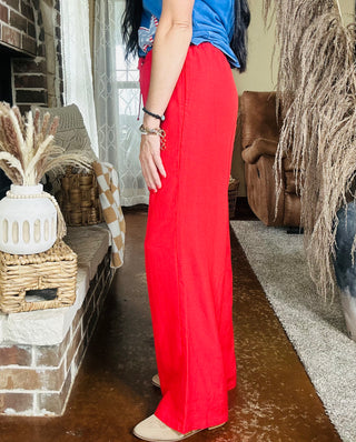 Crew Relaxed Red Drawstring Pants-Pants-HYFVE-Motis & Co Boutique, Women's Fashion Boutique in Carthage, Missouri