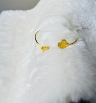 Gold Water Resistant Clover Cuff Bracelet | The Clover-Bracelets-Accessories Galore-Motis & Co Boutique, Women's Fashion Boutique in Carthage, Missouri