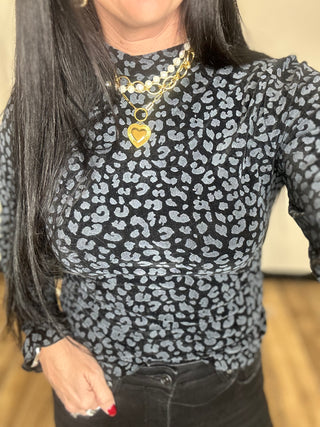 Vicky Velvet Grey Leopard Print Top-Long Sleeves-Very J-Motis & Co Boutique, Women's Fashion Boutique in Carthage, Missouri