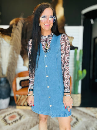Carla Denin Button Front Dress-Dresses-HYFVE-Motis & Co Boutique, Women's Fashion Boutique in Carthage, Missouri