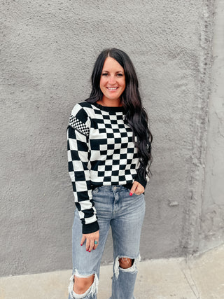 Classy Casey Checkered Sweater-Sweaters-MOTIS-Motis & Co Boutique, Women's Fashion Boutique in Carthage, Missouri