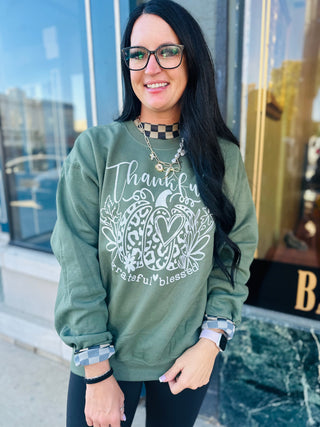 Thankful Grateful Blessed Sweatshirt-Pullovers-Southern Attitude Designs-Motis & Co Boutique, Women's Fashion Boutique in Carthage, Missouri