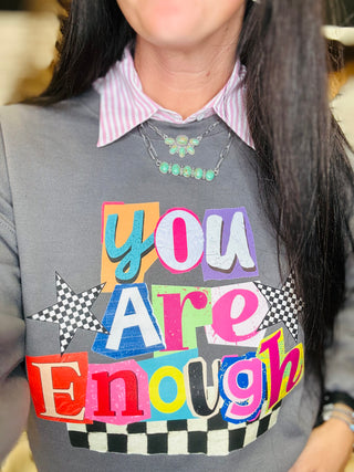 You Are Enough Retro Graphic Sweatshirt-graphic Sweatshirt-MOTIS-Motis & Co Boutique, Women's Fashion Boutique in Carthage, Missouri