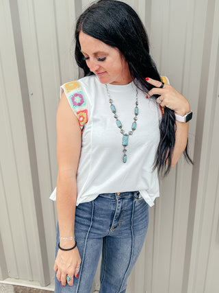 Kenzie White Crochet Swing Top-Graphic Tees-Very J-Motis & Co Boutique, Women's Fashion Boutique in Carthage, Missouri