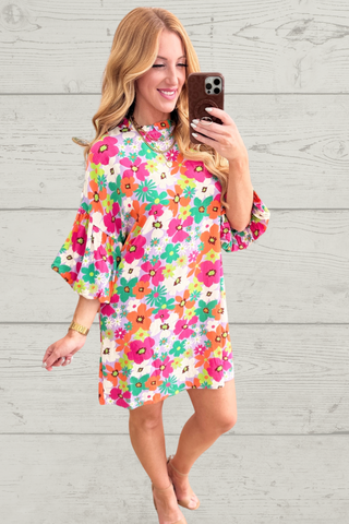 No Garden, No Problem Bubble Sleeve Dress-Dresses-Ave shops-Motis & Co Boutique, Women's Fashion Boutique in Carthage, Missouri