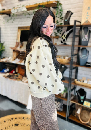 Landon Polka Dot Fleece Pullover-Pullovers-Papermoon-Motis & Co Boutique, Women's Fashion Boutique in Carthage, Missouri