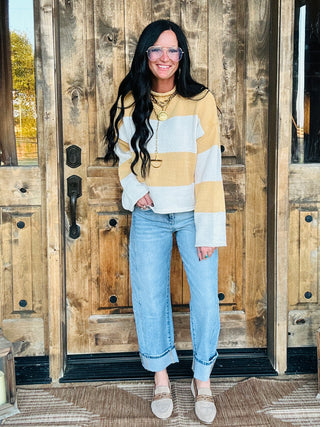 Cora Striped Mock Neck Sweater-Sweaters-POL-Motis & Co Boutique, Women's Fashion Boutique in Carthage, Missouri