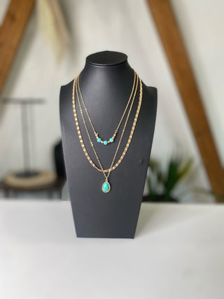 Nectar Gold and Turquoise Necklace Stack-Necklaces-Westrian International-Motis & Co Boutique, Women's Fashion Boutique in Carthage, Missouri