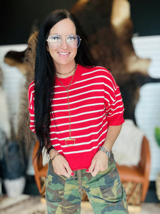 Ava Drop Shoulder Short Sleeve Sweater-Short Sleeves-blu pepper-Motis & Co Boutique, Women's Fashion Boutique in Carthage, Missouri