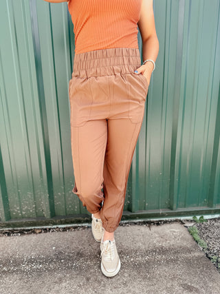 Joey High Waisted Brown Jogger Pants-Pants-Very J-Motis & Co Boutique, Women's Fashion Boutique in Carthage, Missouri