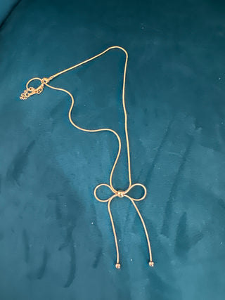 Gold Water Resistant Bow Necklace | The Beau-Necklaces-Accessories Galore-Motis & Co Boutique, Women's Fashion Boutique in Carthage, Missouri