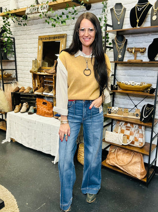 Leddy Tan Mineral Washed Sweater-Sweaters-ee: some-Motis & Co Boutique, Women's Fashion Boutique in Carthage, Missouri