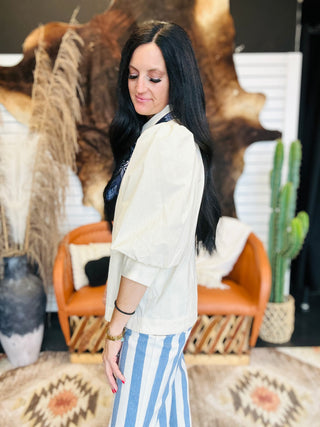 Ashley Puff Half Sleeve Blouse with Scarf