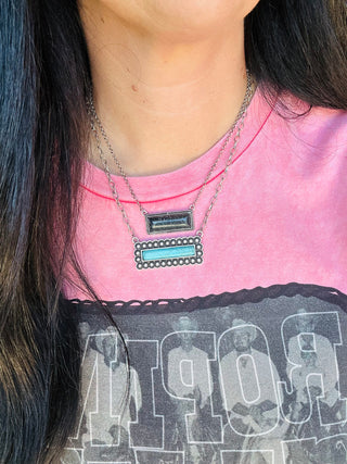 Vian Faux Black Onyx Bar Necklace