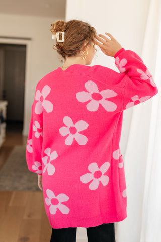 Enough Anyways Floral Cardigan in Pink-Cardigans-Ave Shops-Motis & Co Boutique, Women's Fashion Boutique in Carthage, Missouri