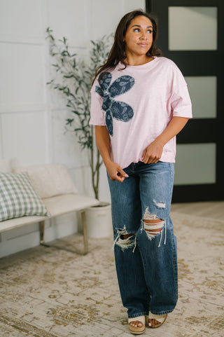 Exactly My Type Paisley Floral Applique Top-Short Sleeves-Ave Shops-Motis & Co Boutique, Women's Fashion Boutique in Carthage, Missouri