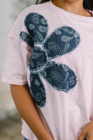 Exactly My Type Paisley Floral Applique Top-Short Sleeves-Ave Shops-Motis & Co Boutique, Women's Fashion Boutique in Carthage, Missouri
