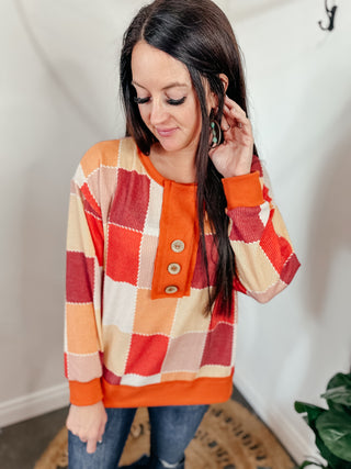 Patchwork Dreams Long Sleeve Top-Long Sleeves-Bibi-Motis & Co Boutique, Women's Fashion Boutique in Carthage, Missouri