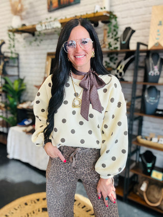 Landon Polka Dot Fleece Pullover-Pullovers-Papermoon-Motis & Co Boutique, Women's Fashion Boutique in Carthage, Missouri