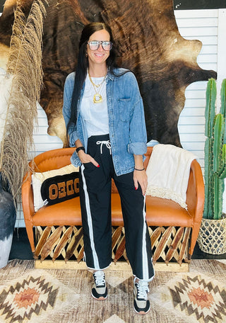 Troy Black Cropped Track Pants