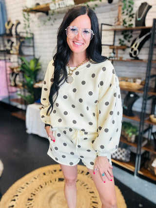 Landon Polka Dot Fleece Shorts-Shorts-Papermoon-Motis & Co Boutique, Women's Fashion Boutique in Carthage, Missouri