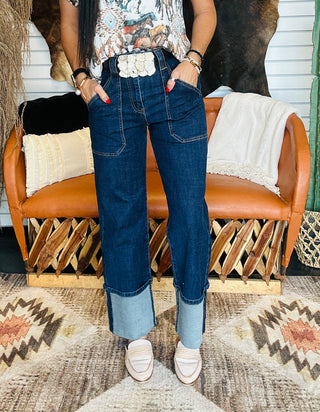 Richard Wide Leg Cuffed Jeans