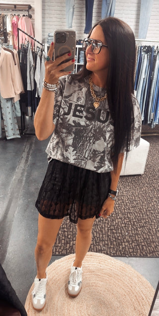 Jesus Black Camo Graphic Tee-Graphic Tees-Wicker Road-Motis & Co Boutique, Women's Fashion Boutique in Carthage, Missouri