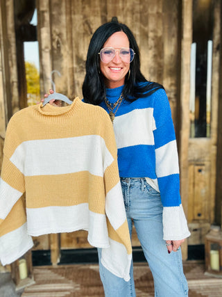 Cora Striped Mock Neck Sweater-Sweaters-POL-Motis & Co Boutique, Women's Fashion Boutique in Carthage, Missouri
