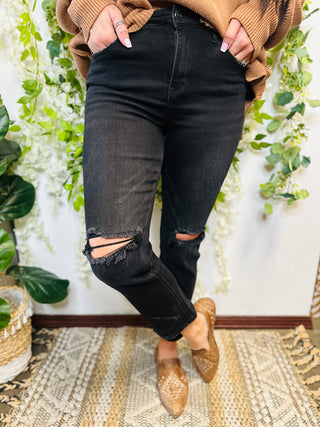 Rance Black Cropped Destressed Jean-Jeans-Zenana-Motis & Co Boutique, Women's Fashion Boutique in Carthage, Missouri