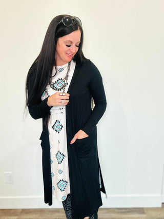 Deedee Open Front Black Cardigan-Blazers-blu pepper-Motis & Co Boutique, Women's Fashion Boutique in Carthage, Missouri