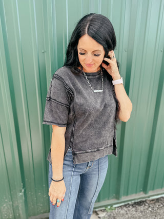 Liz Oversized Vintage Washed Top Black-Graphic Tees-Very J-Motis & Co Boutique, Women's Fashion Boutique in Carthage, Missouri