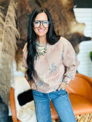 Clara Cowboy Print Sweatshirt