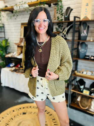 Ginny Olive Chunky Knit Cardigan-Cardigans-Listicle-Motis & Co Boutique, Women's Fashion Boutique in Carthage, Missouri