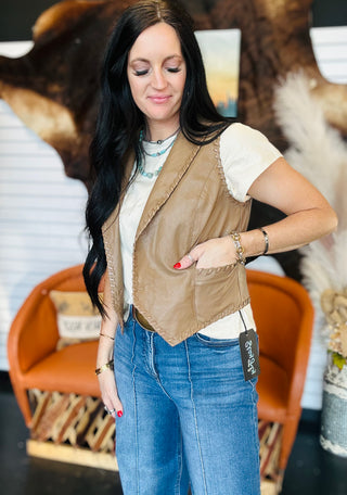 Whiskey Creek Faux Leather Vest-Vests-2 Fly-Motis & Co Boutique, Women's Fashion Boutique in Carthage, Missouri