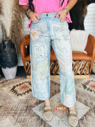 Patrick Patchwork Print Denim Jeans
