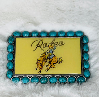 Turquoise Rodeo Bronc Belt Buckle-Belt Buckles-Western Elite-Motis & Co Boutique, Women's Fashion Boutique in Carthage, Missouri