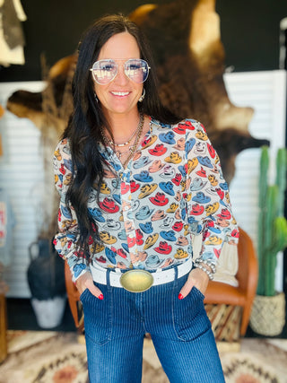 Corinne Chiffon Western Hat Blouse