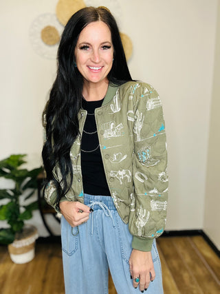 Western Quilted Bomber Style Jacket-outerwear-Taelynn-Motis & Co Boutique, Women's Fashion Boutique in Carthage, Missouri