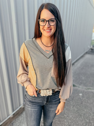 Olive Good Time Color Block Top-Short Sleeves-RC-Motis & Co Boutique, Women's Fashion Boutique in Carthage, Missouri