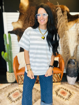 Jesus Loves You Grey Striped Tee-Graphic Tees-Wicker Road-Motis & Co Boutique, Women's Fashion Boutique in Carthage, Missouri