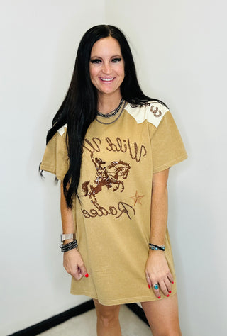 Wild West Rodeo Western T-Shirt Dress-Dresses-Blue B-Motis & Co Boutique, Women's Fashion Boutique in Carthage, Missouri